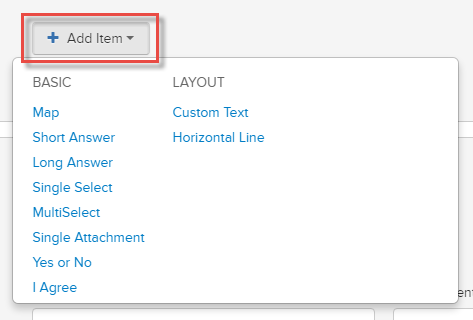 Add Basic and Layout Item Types to your Application Form | Granicus Support