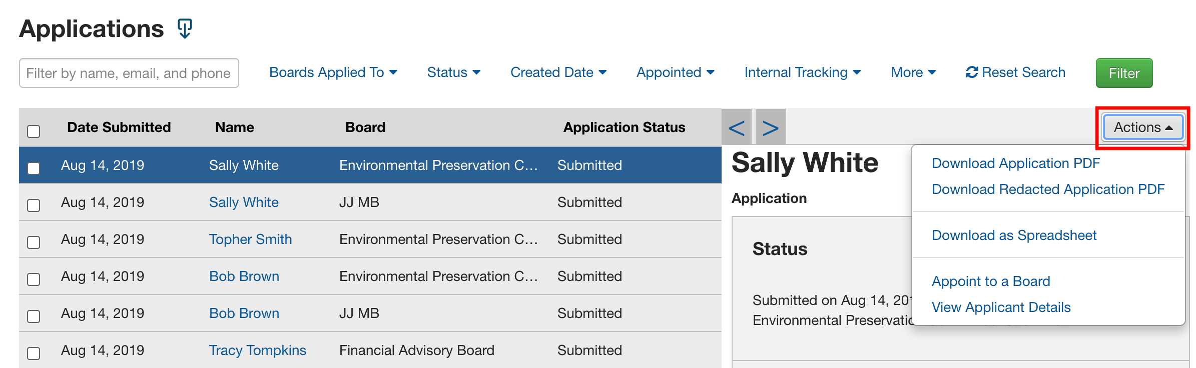 Applications Page in Boards and Commissions | Granicus Support