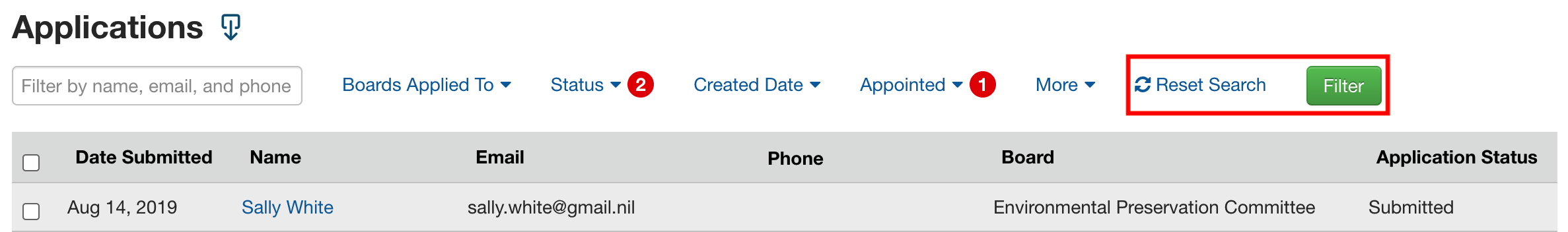Applications Page in Boards and Commissions | Granicus Support