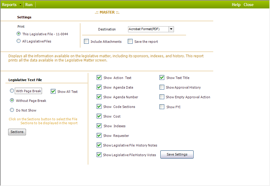 Running a Master Report | Granicus Support