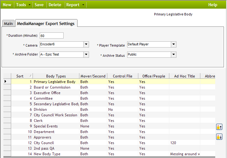 Changing Manual Export Settings in Legistar | Granicus Support
