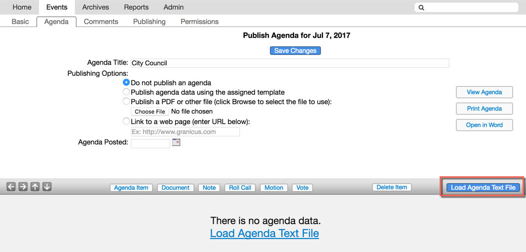 Loading an Agenda in MediaManager | Granicus Support