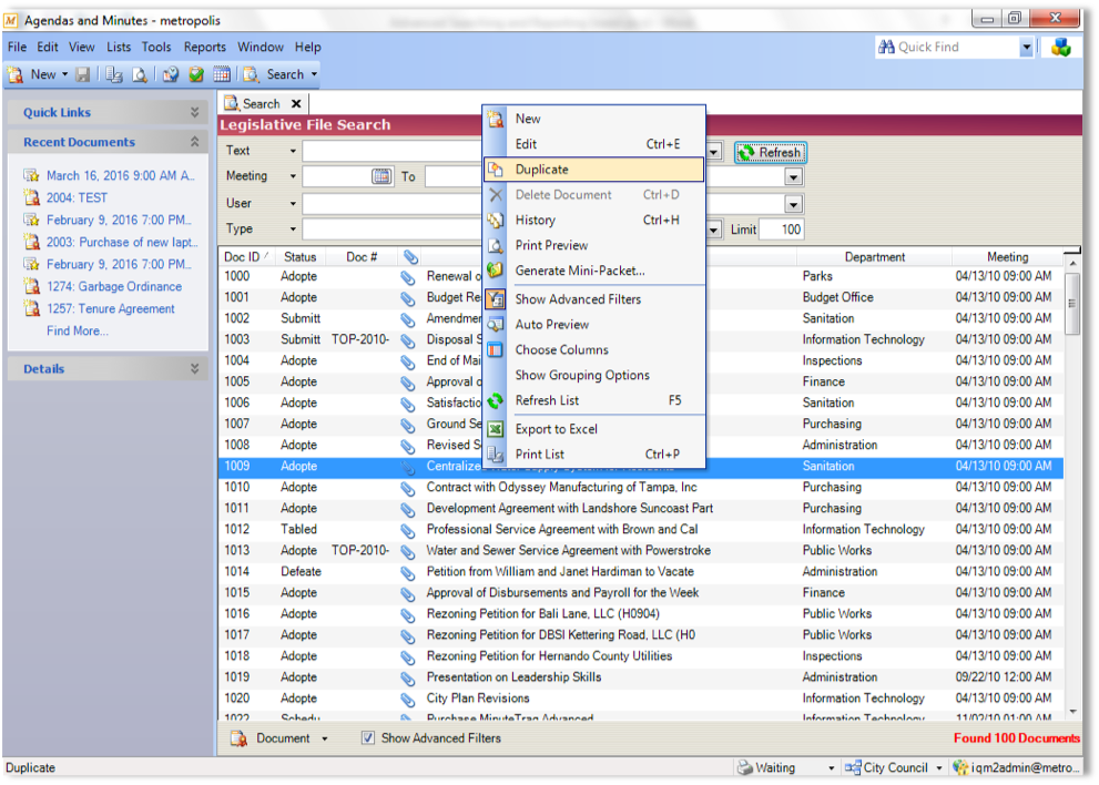 IQM2 Agendas & Minutes: Advanced Searching and Reporting | Granicus Support