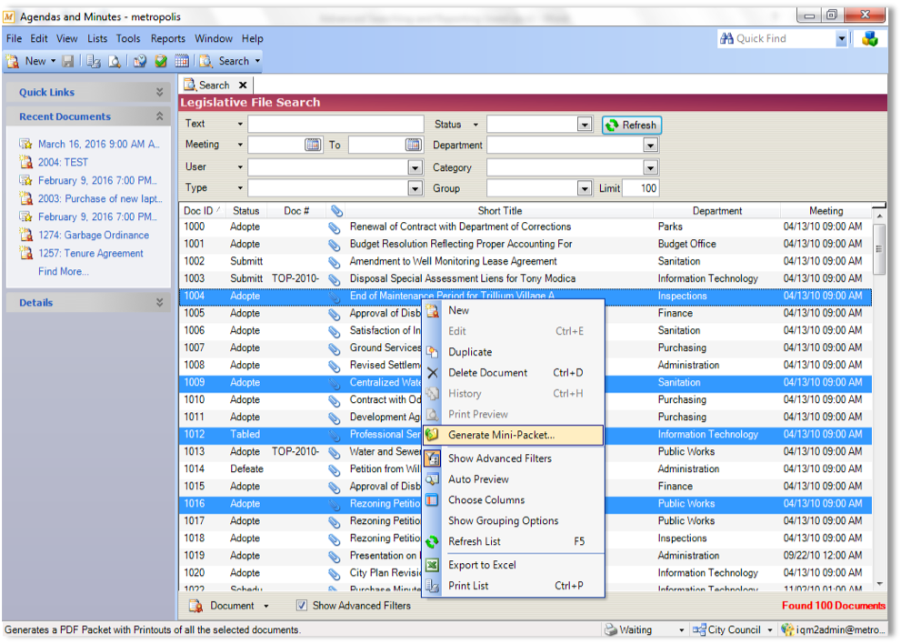 IQM2 Agendas & Minutes: Advanced Searching and Reporting | Granicus Support