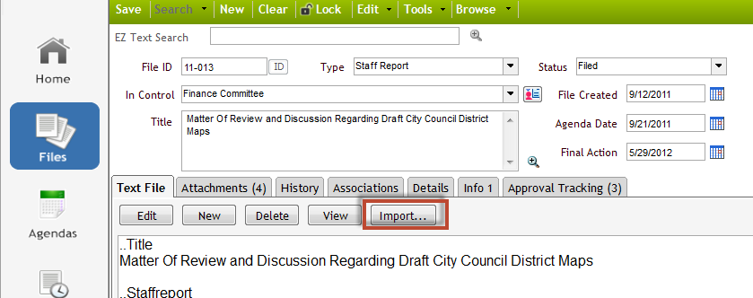 Entering Legislative File Text | Granicus Support