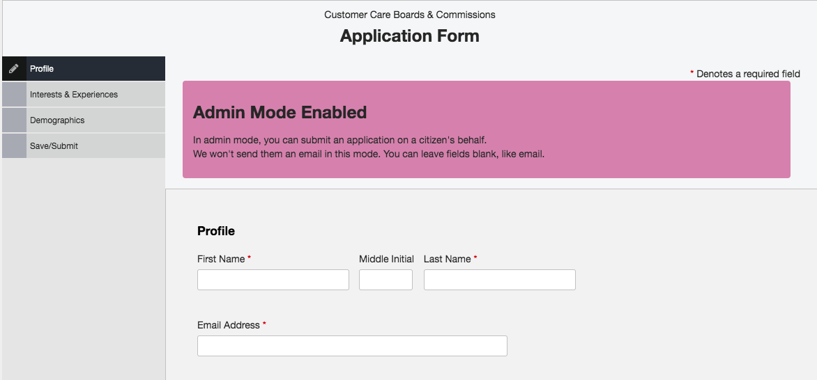 Submitting an Application on a Citizen's Behalf | Granicus Support