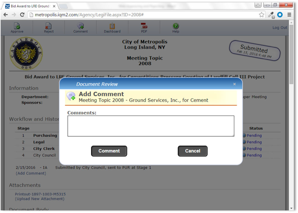 IQM2 Agendas & Minutes: Web Approving and Rejecting | Granicus Support