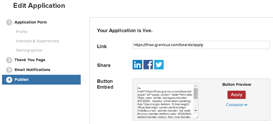 Publish the Application Form | Granicus Support
