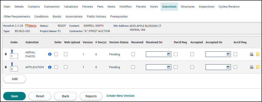 Permitting: Submittals Tab | Granicus Support