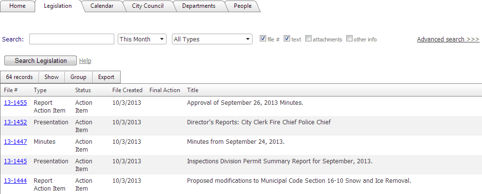 Legislation Tab | Granicus Support