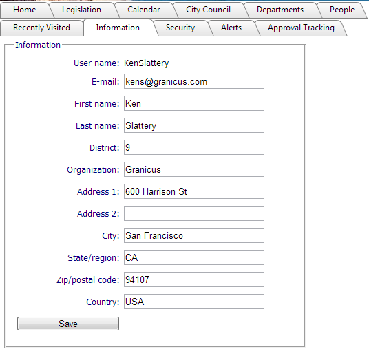 Information Tab | Granicus Support