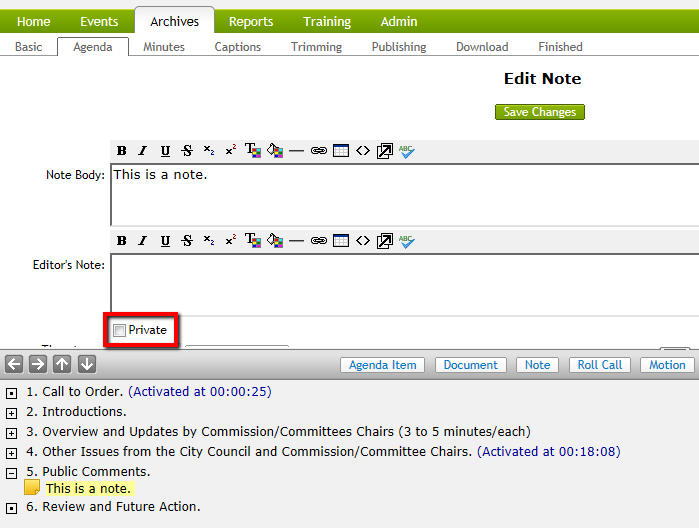 Notes Appearing in View Page Search Results | Granicus Support