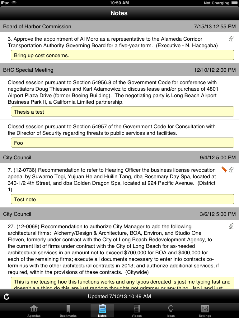 Viewing All Notes in iLegislate | Granicus Support