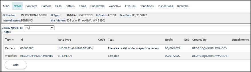 Recurring Inspection Tabs | Granicus Support