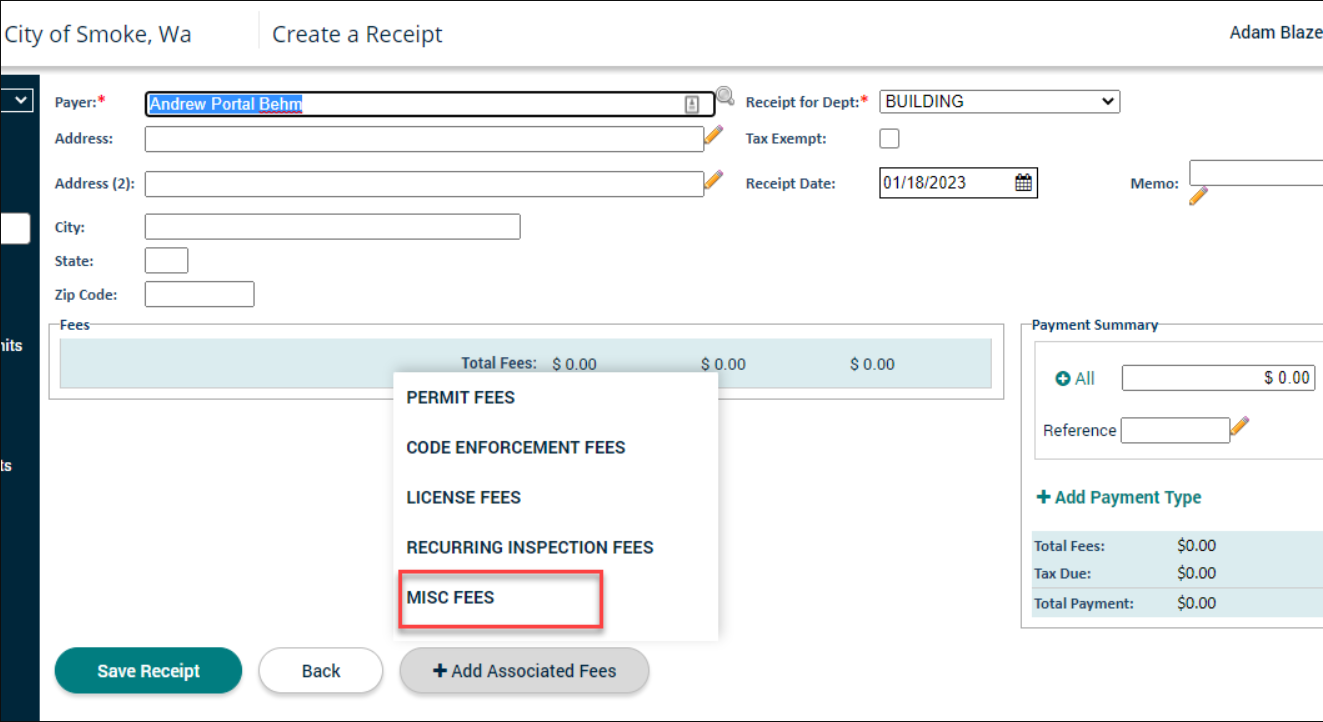 Miscellaneous Fee Codes | Granicus Support