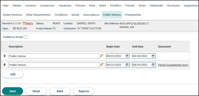 Permitting: Public Notices Tab | Granicus Support