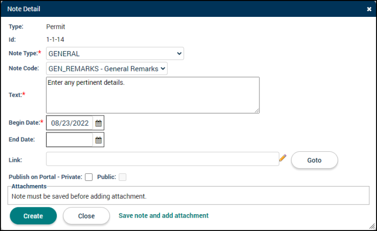 Permitting: Notes Tab | Granicus Support