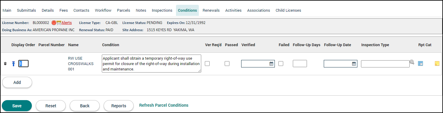 Licensing: Conditions Tab | Granicus Support