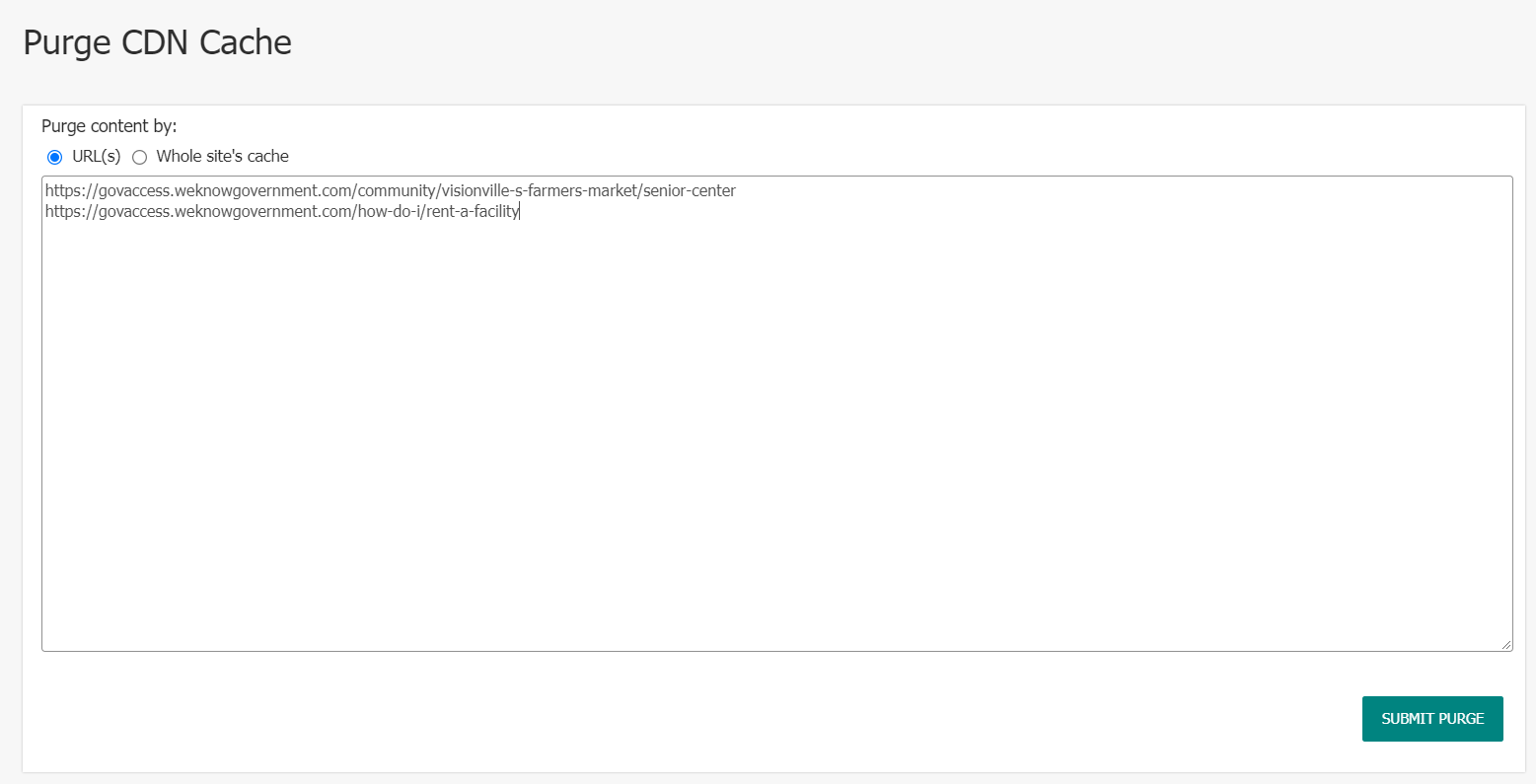 Purge CDN Cache | Granicus Support