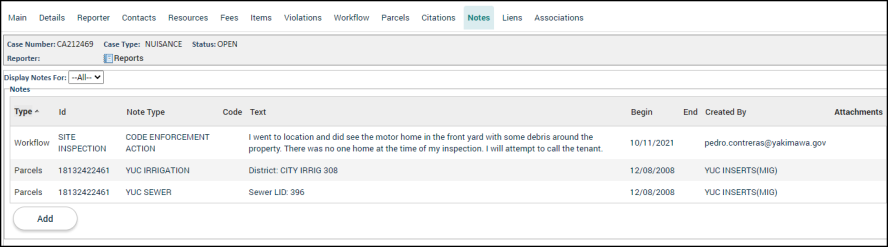 Code Enforcement Case Tabs | Granicus Support