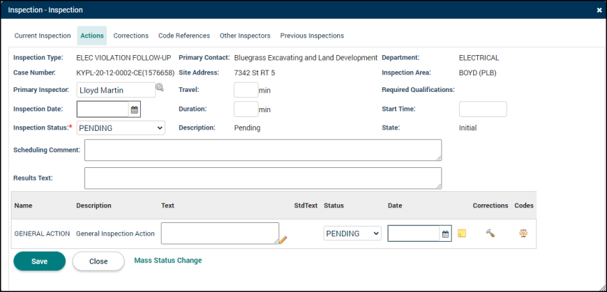 Code Enforcement: Inspections Tab | Granicus Support