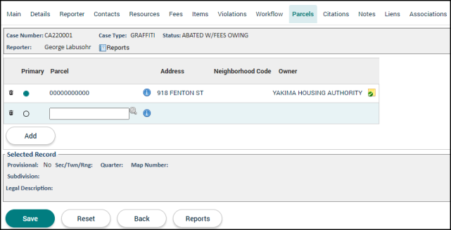 Code Enforcement: Parcels Tab | Granicus Support