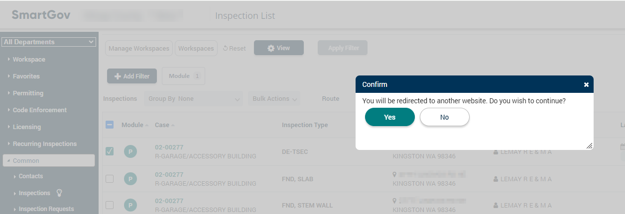 Inspection Route | Granicus Support