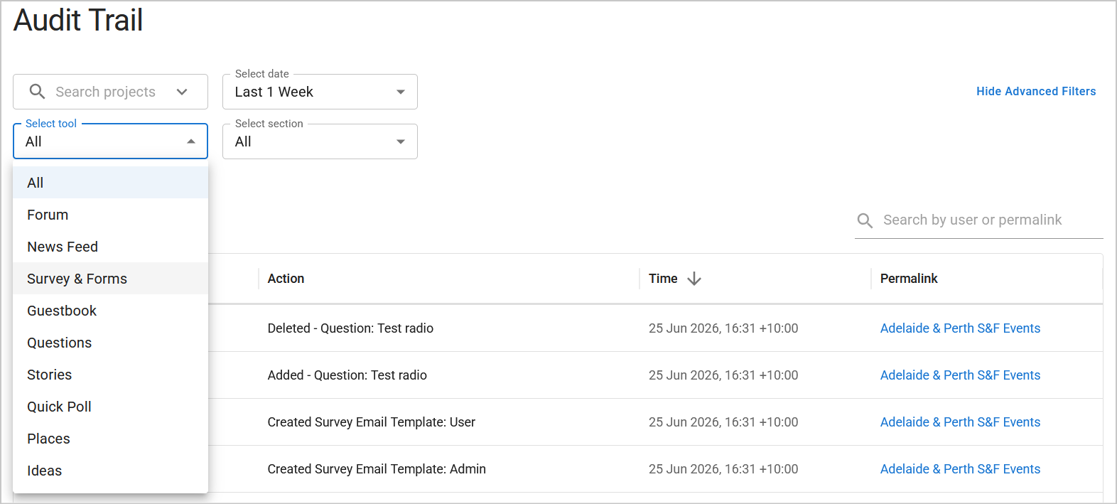 View Site History in the Audit Trail | Granicus Support