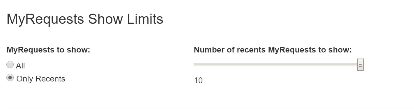 Settings for number for Myrequest to show