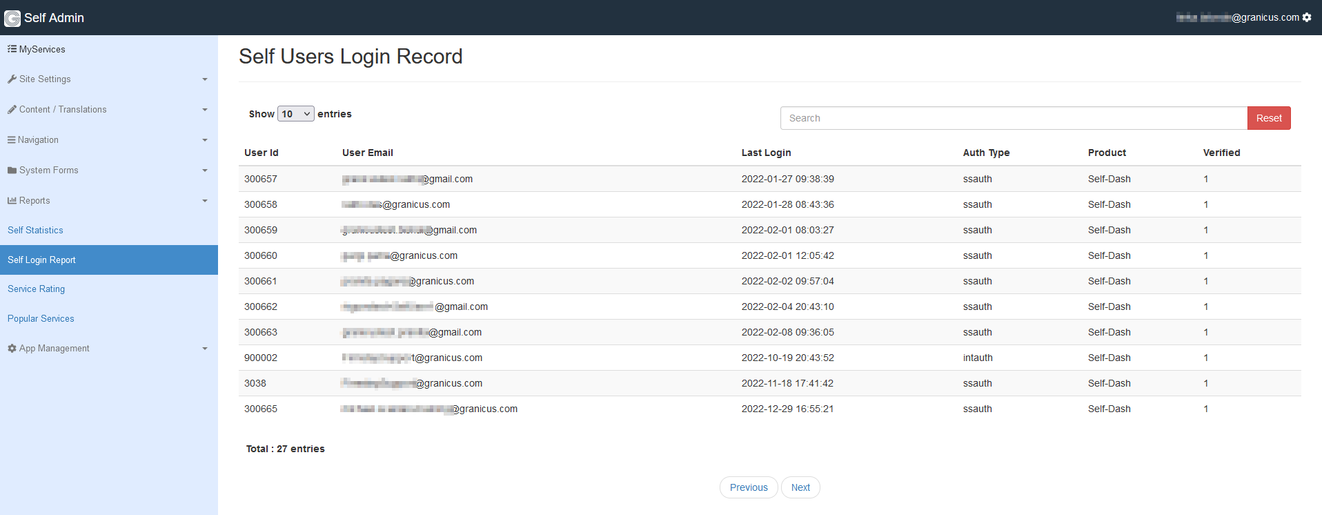 Portal Login Record