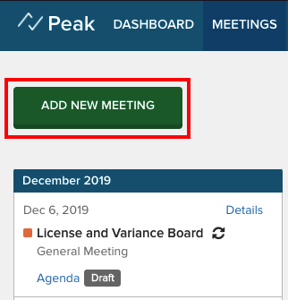 add new meeting button