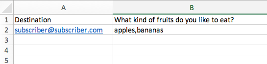 Multiple question responses example