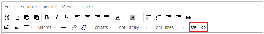 view function icons on standard bulletin editor