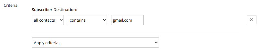 Subscriber destination-contains-gmail