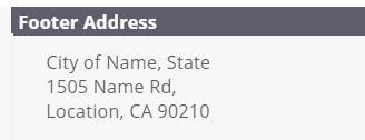 An example footer address used on a page