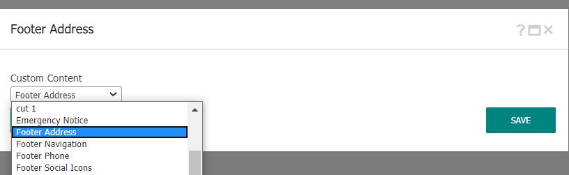 Editing custom content items within the footer address widget