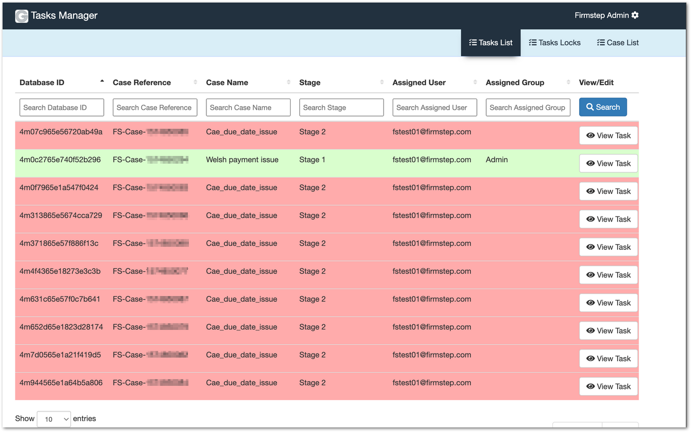 task manager tasks list display