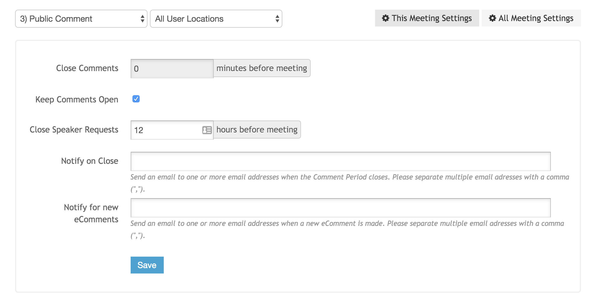 Keeping comments open for a single agenda item