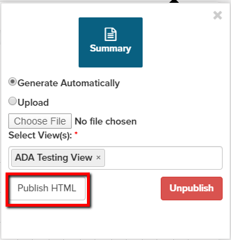 publish HTML button