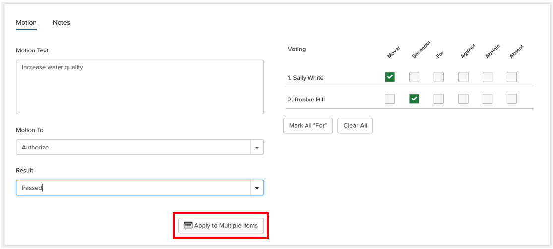 Apply to Multiple items button