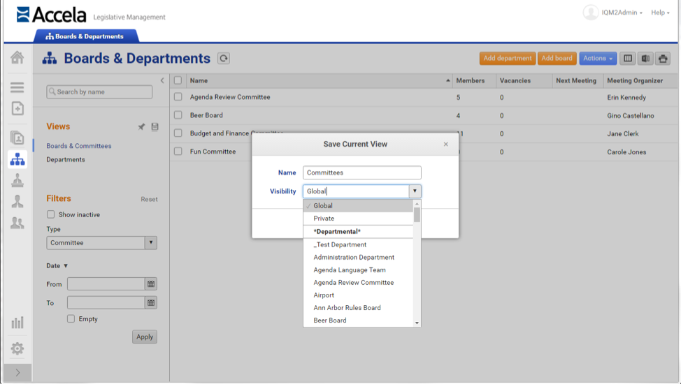 IQM2 Boards and Commissions: Boards and Departments | Granicus Support