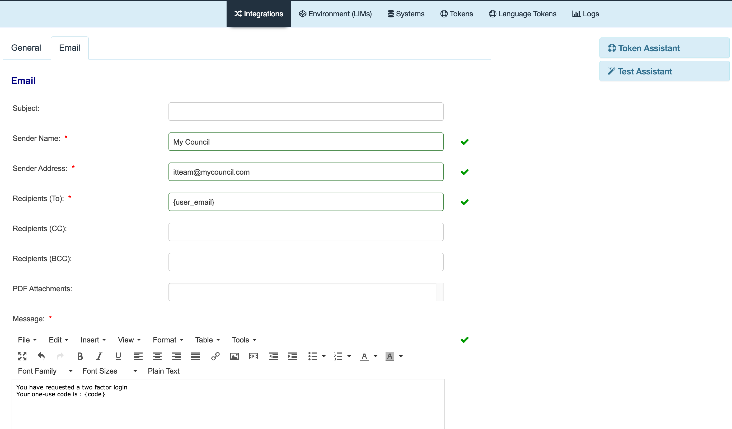 setting up code token