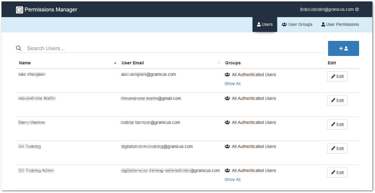 Permissions Manager User Interface