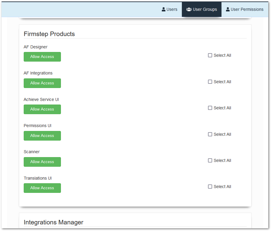Permissions Manager Firmstep Products