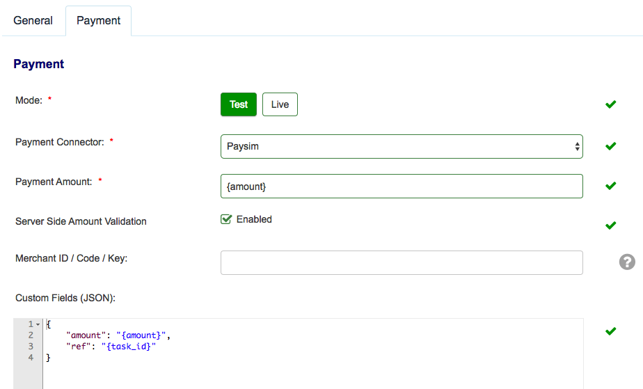 payment integration with server side validation