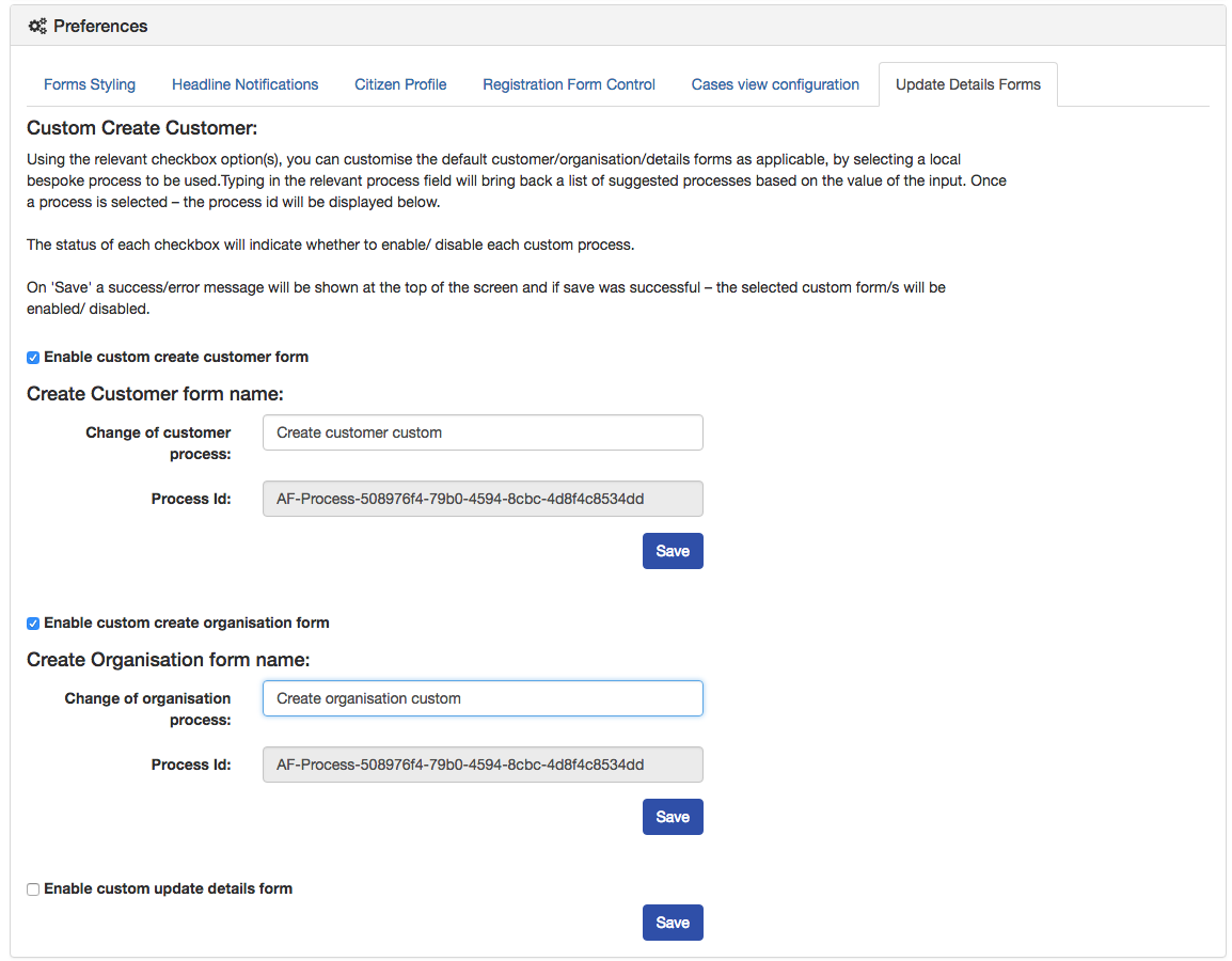 Update Details Forms