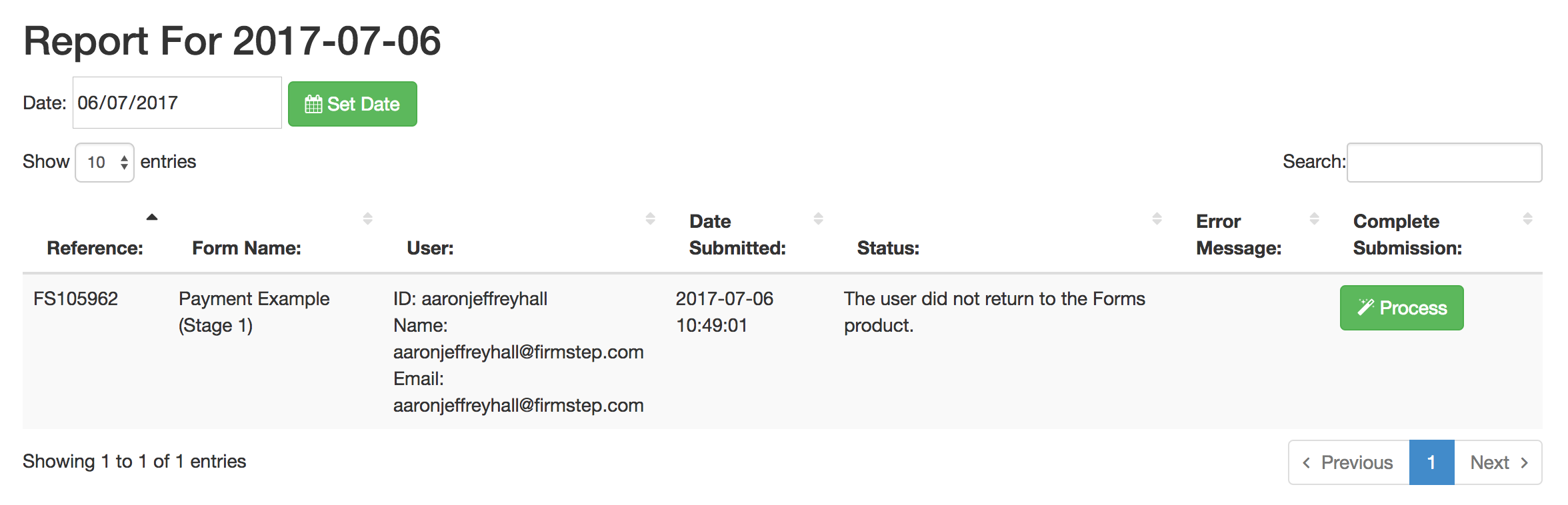 payment admin screen