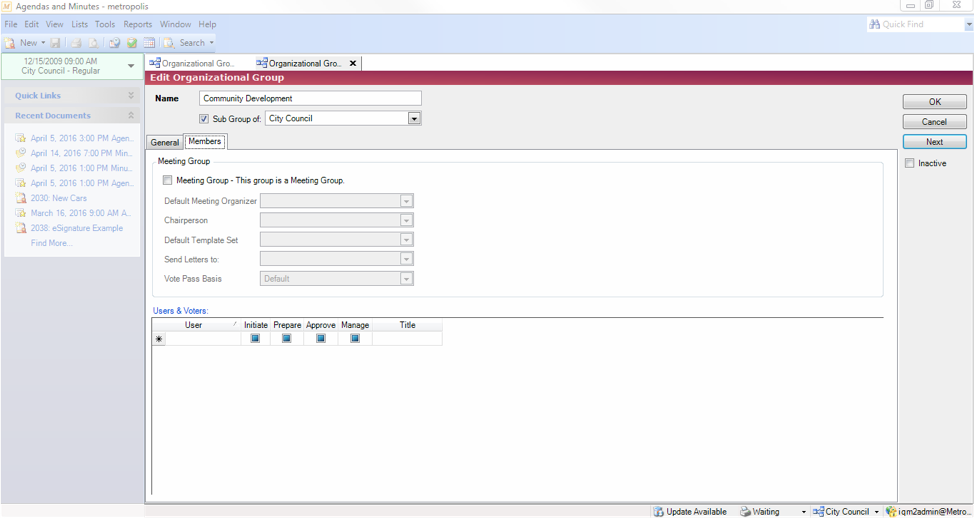IQM2 Agendas & Minutes: Creating Departments and Meeting Groups ...