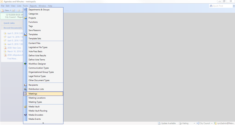IQM2 Agendas & Minutes: Creating Meeting Locations, Meeting Types and ...
