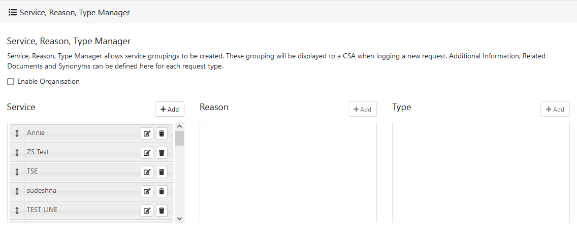 Creating a Service Reason Type Manager (SRT) & Adding a Service ...